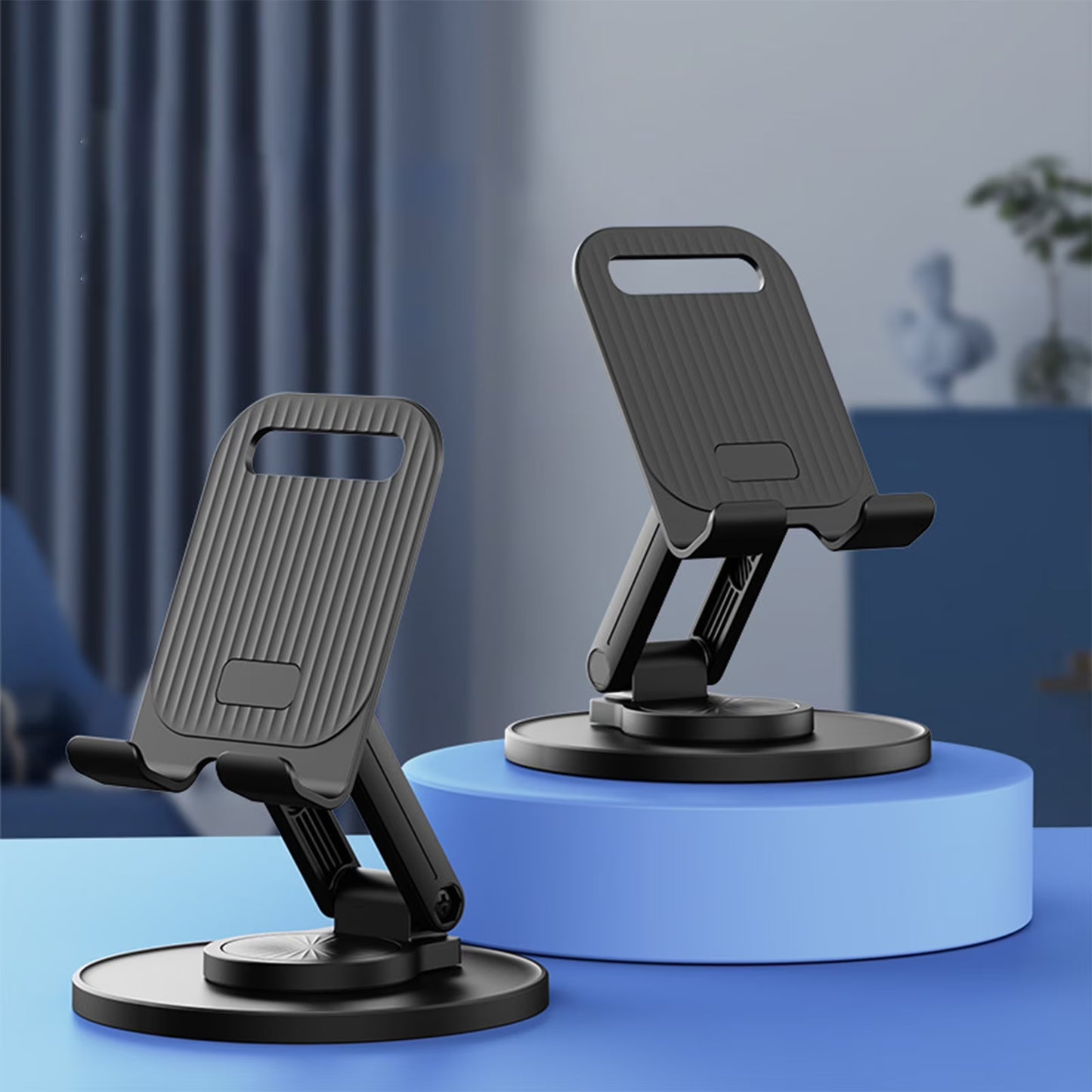 Foldable Phone Stand for Desk 360 Degrees Rotation Height Retractable Cell Phone Holder Portable Cellphone Stand