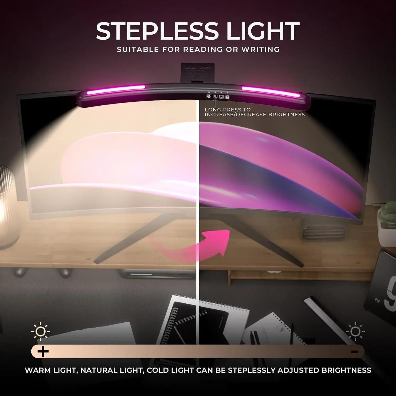 Curved RGB Backlit Monitor Light Bar - Eye-Caring Touch Atmosphere Lamp for Gaming Room Decoration