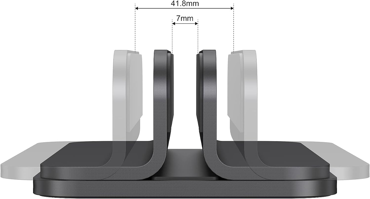 Aluminum Laptop Vertical Stand Organizer, Sturdy Laptop Computer Holder Desktop Stand Compatible with New Retina Apple Macbook Pro/Air/Neo, Mac Mini & Ipad Pro - Black