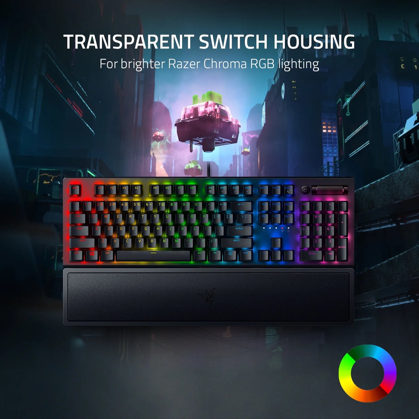 Blackwidow V3 Full Size Mechanical Gaming Keyboard for PC, Chroma RGB, Wrist Rest, Black