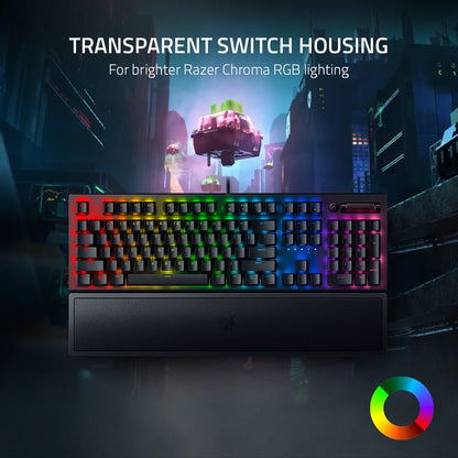 Blackwidow V3 Full Size Mechanical Gaming Keyboard for PC, Chroma RGB, Wrist Rest, Black