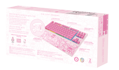 Ornata V3 TKL Low-Profile Membrane USB Wired Gaming Keyboard, Hello Kitty & Friends