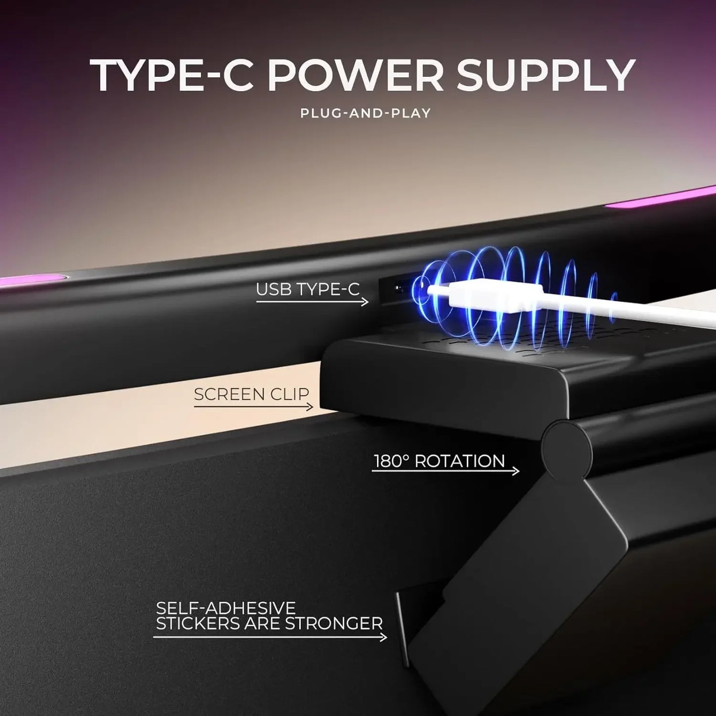 Curved RGB Backlit Monitor Light Bar - Eye-Caring Touch Atmosphere Lamp for Gaming Room Decoration