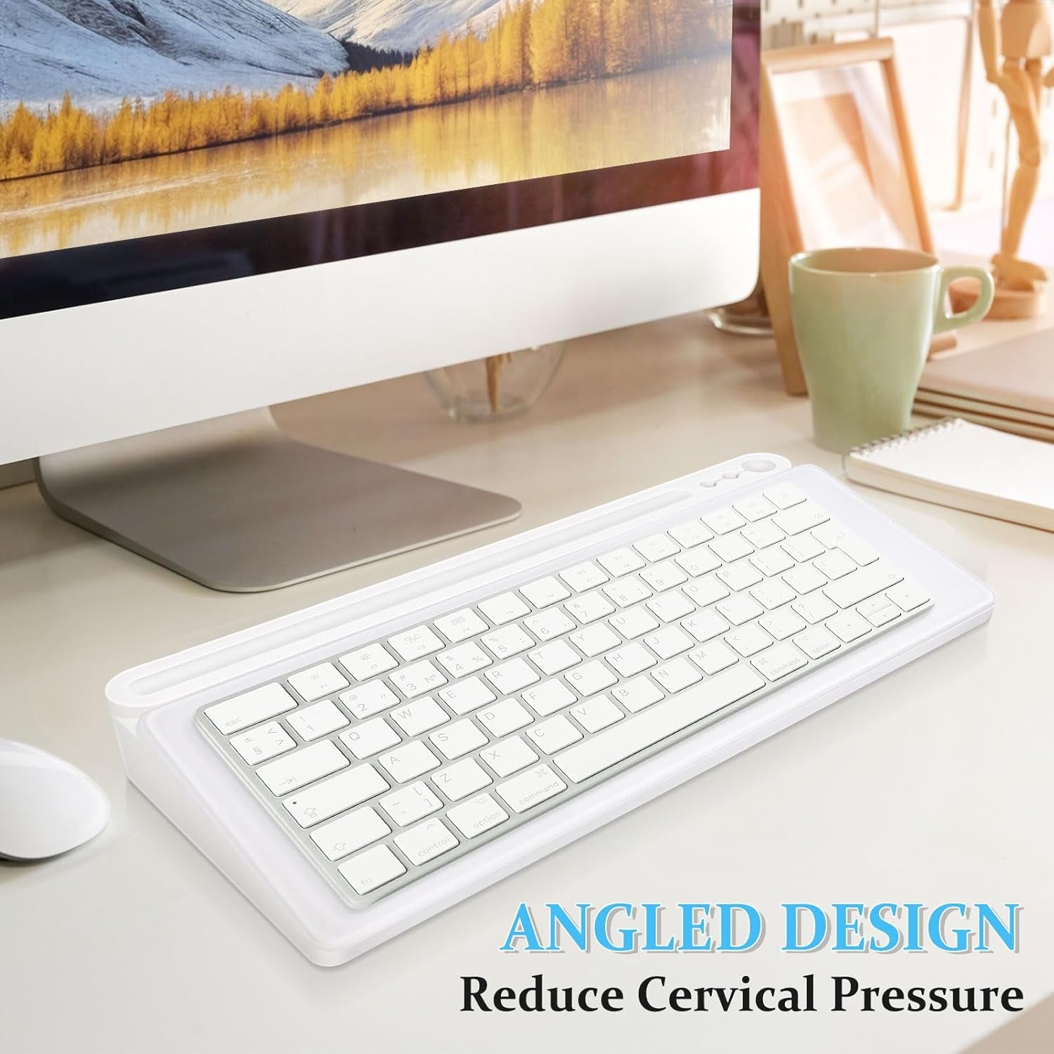Glass Desk Whiteboard Small Dry Erase Board Desktop White Board with Storage Drawer Computer Keyboard Stand Desk Organizer Office Accessories Back to School Supplies with 4 Markers, White