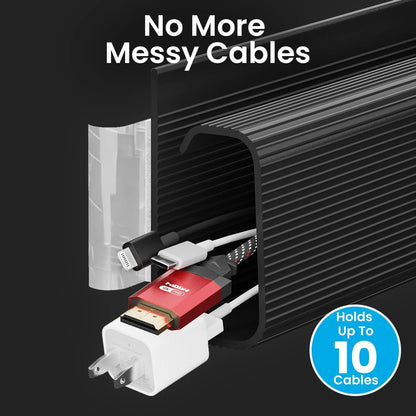 [Sleek Cable Tray] 2Pcs Sleek Black Self-Adhesive Under-Desk Cable Tray | PVC Invisible Slot Organizer， No-Drill Installation