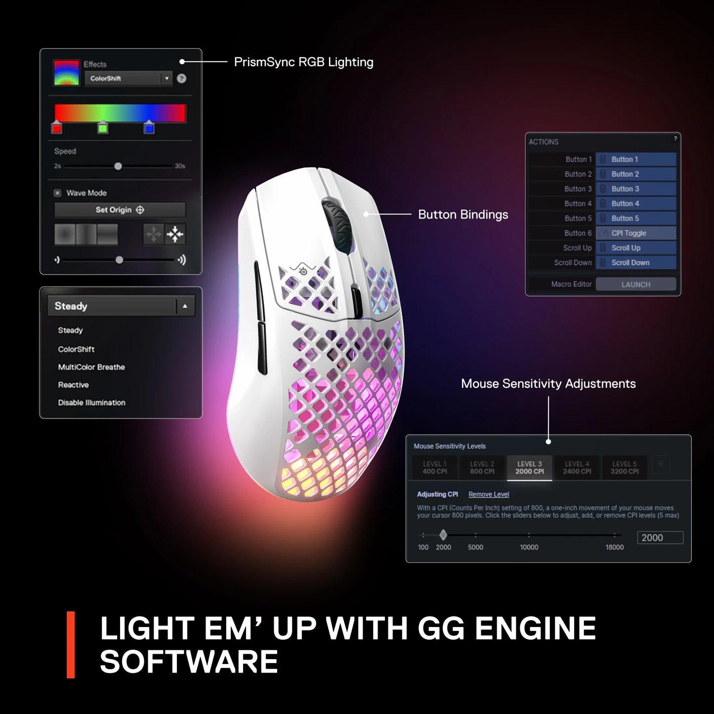 62608 Aerox 3 Wireless Optical Gaming Mouse with Ultra Lightweight Design, White