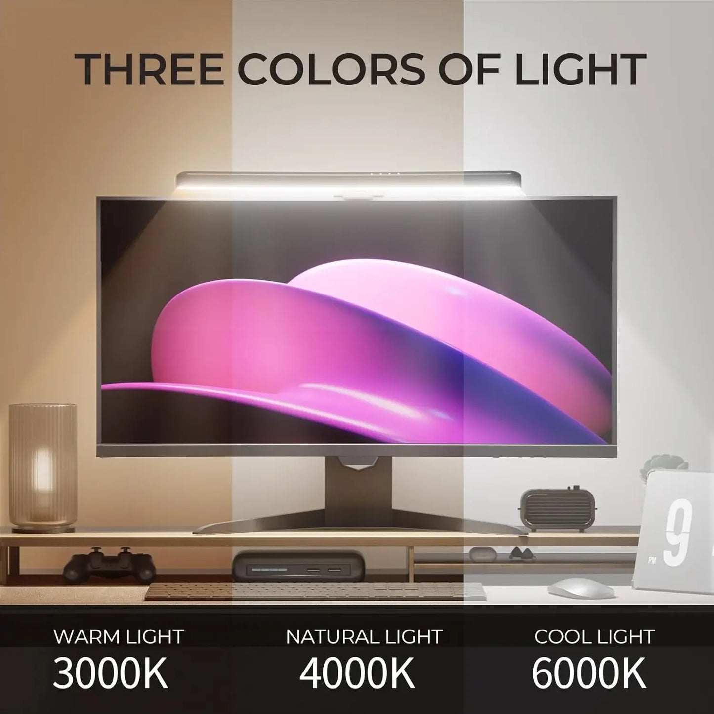 Curved RGB Backlit Monitor Light Bar - Eye-Caring Touch Atmosphere Lamp for Gaming Room Decoration