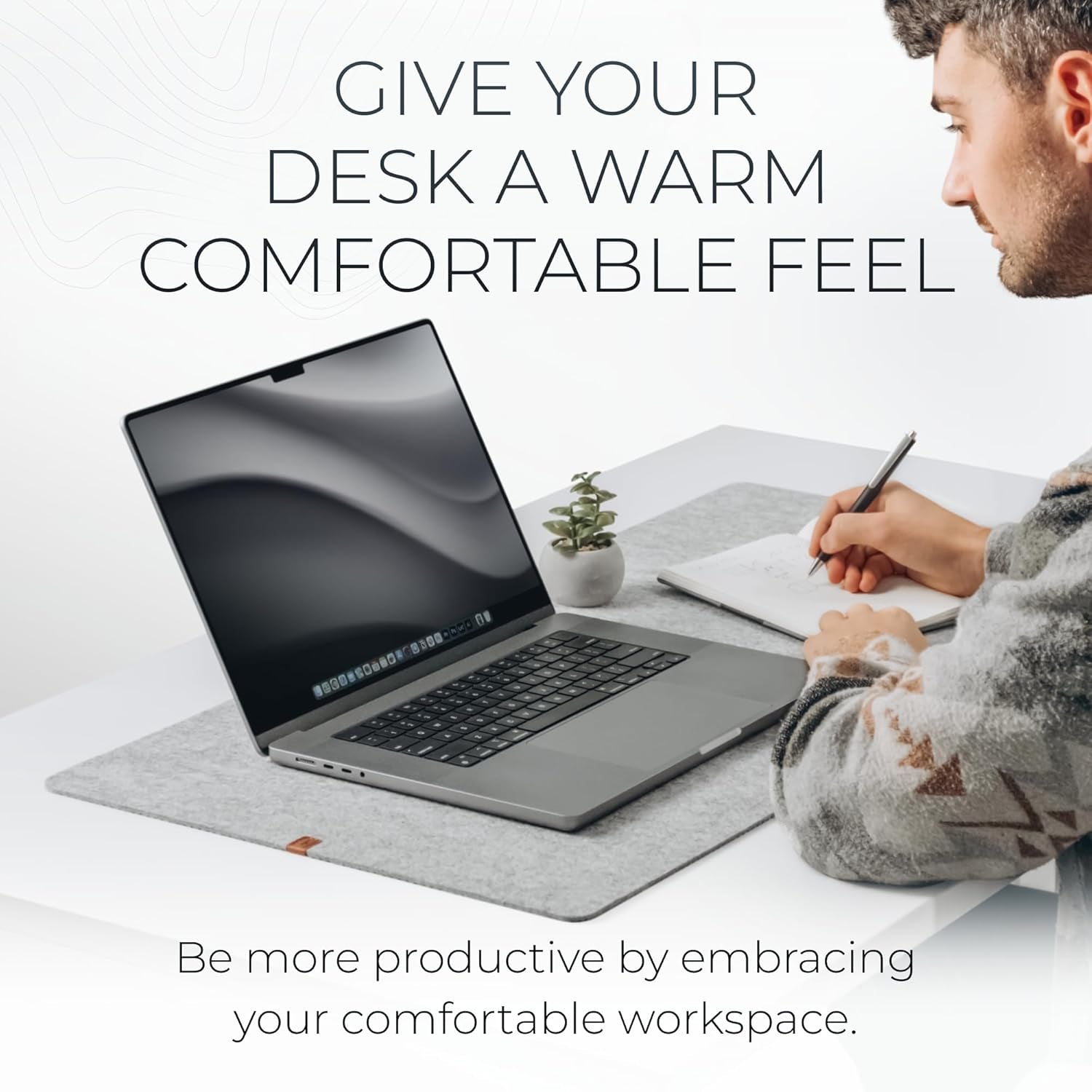 Nordik Large Felt Desk Mat - Marle - 35 x 17 Inches - Full-Sized Keyboard and Mouse Pad - Premium Desktop Felt Surface