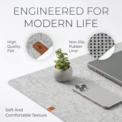 Nordik Large Felt Desk Mat - Marle - 35 x 17 Inches - Full-Sized Keyboard and Mouse Pad - Premium Desktop Felt Surface