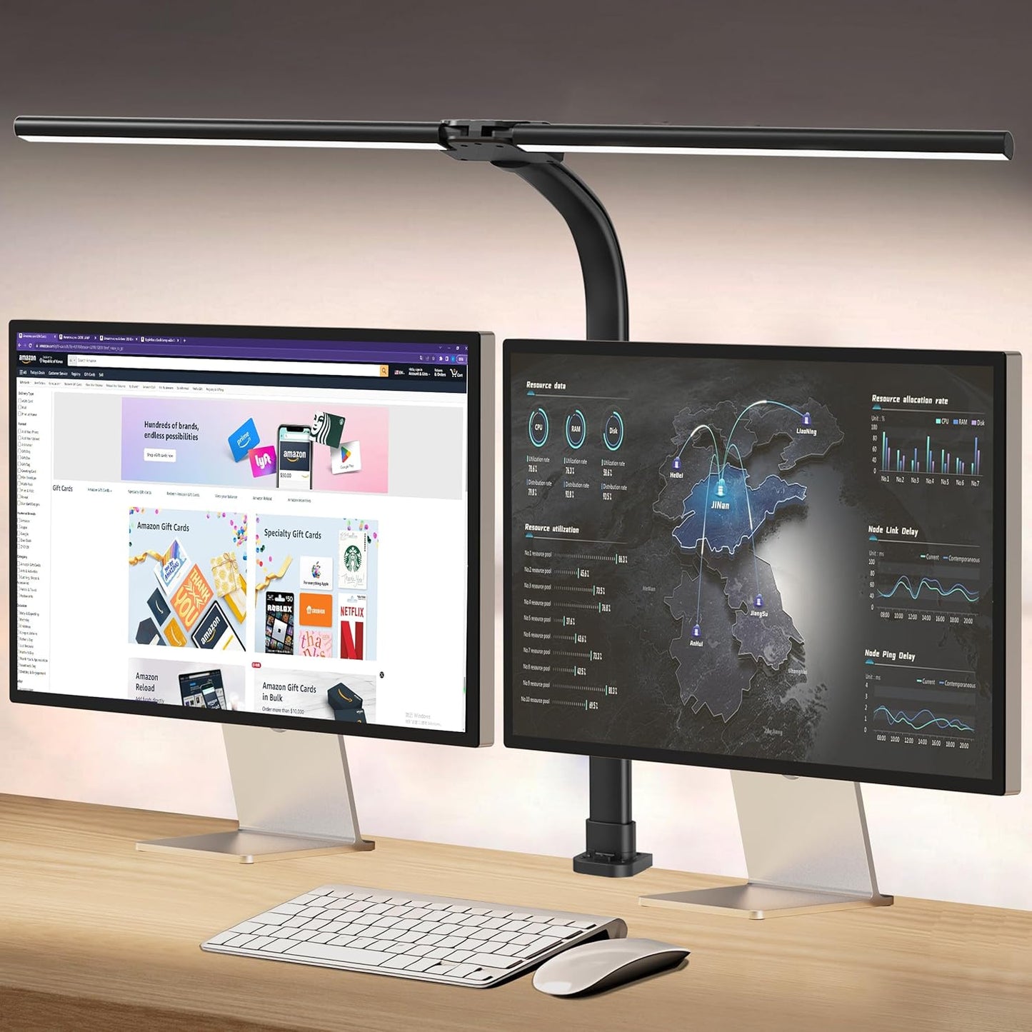 Professional LED Desk Lamp for Home Office, 24W Eye-Caring Adjustable Clamp Light with 5 Brightness Levels and 5 Color Temperatures, Flexible Gooseneck Design for Study and Workbench Use (Black)