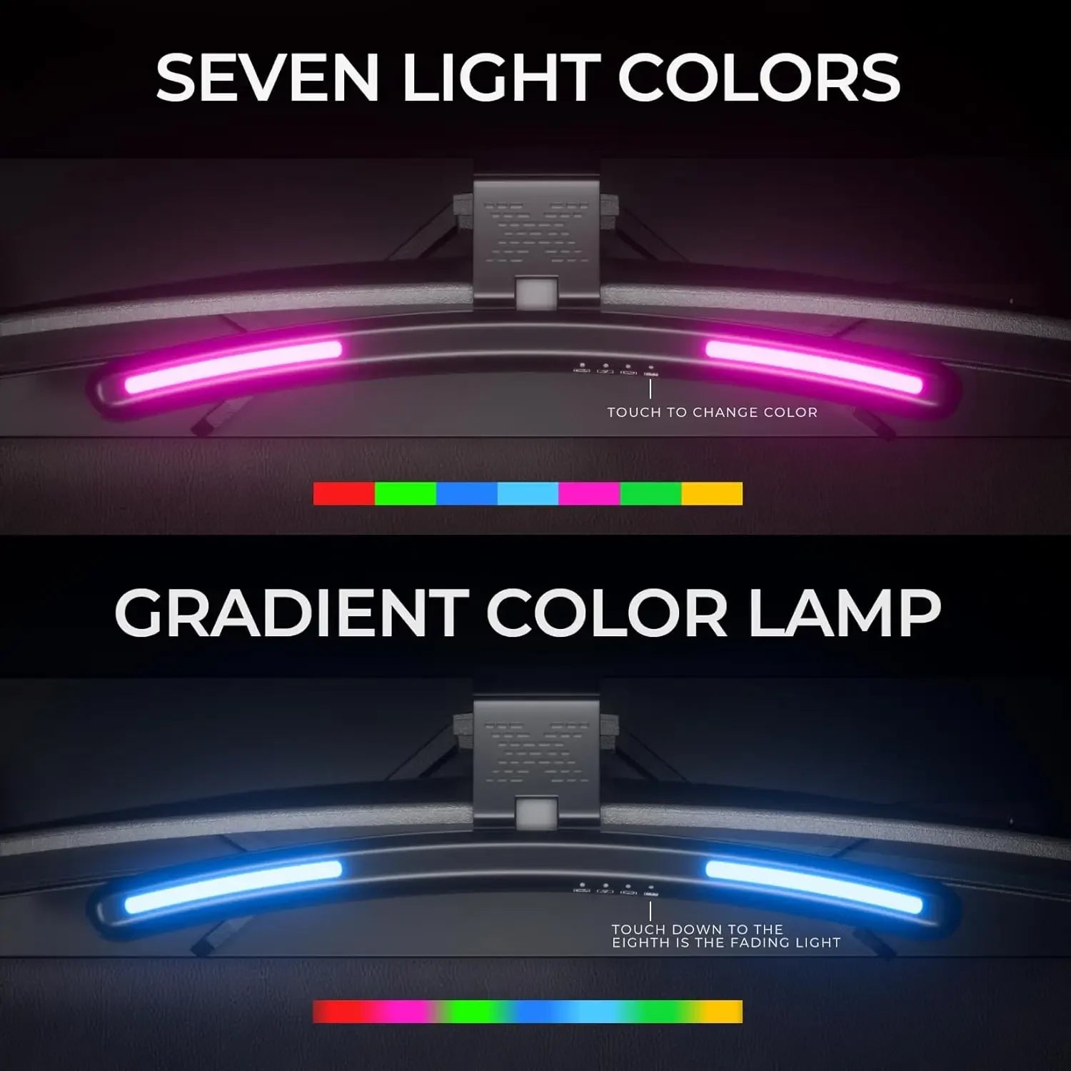 Curved RGB Backlit Monitor Light Bar - Eye-Caring Touch Atmosphere Lamp for Gaming Room Decoration