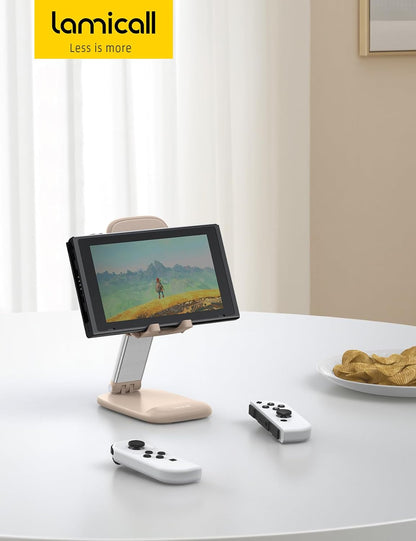 Khaki Phone Holder for Desk - Cellphone Stand Khaki Desk Accessories Desktop Office Must Have Compatible Gifts for Iphone, Telephone Stand, 4-8'' Smartphone