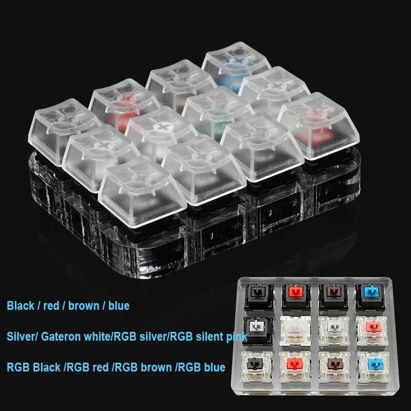 Switch Tester Cherry MX Kailh Switches Black Red Brown Blue 4 6 8 9 12 Key Translucent Keycaps Mechanical Keyboard Tester