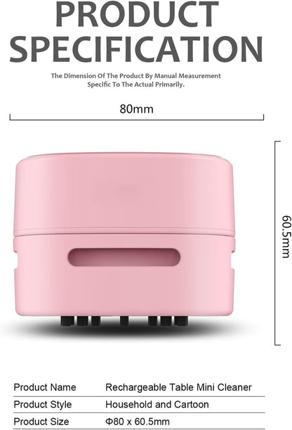Desktop Vacuum Cleaner, Mini Table Dust Sweeper Energy Saving,High Endurance up to 400 Mins,360º Rotatable Design for Keyboard/Home/School/Office (Pink)