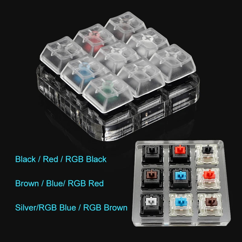 Switch Tester Cherry MX Kailh Switches Black Red Brown Blue 4 6 8 9 12 Key Translucent Keycaps Mechanical Keyboard Tester