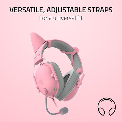 Kitty Ears V2: Clip-On Kitty Ears for Headsets, Gaming Headphones - Universal Fit - Versatile, Adjustable Straps - Lightweight Sillicone - Durable & Comfortable - Quartz Pink