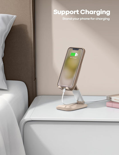 Khaki Phone Holder for Desk - Cellphone Stand Khaki Desk Accessories Desktop Office Must Have Compatible Gifts for Iphone, Telephone Stand, 4-8'' Smartphone