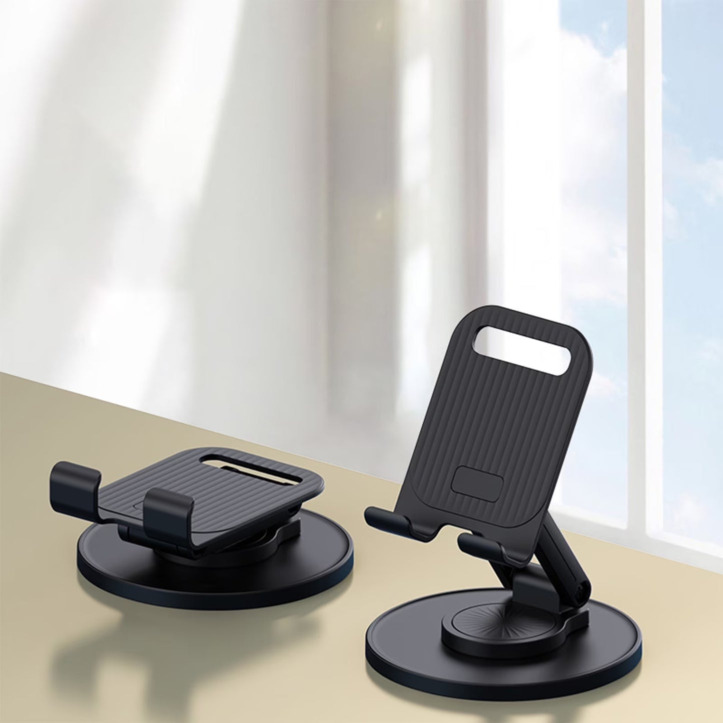 Foldable Phone Stand for Desk 360 Degrees Rotation Height Retractable Cell Phone Holder Portable Cellphone Stand
