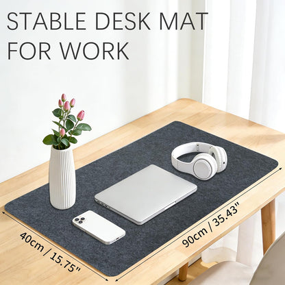 Large Felt Desk Mat for Office and Home - Non-Slip Blotter for Laptop and Computer, 35.4" x 15.8", Dark Gray