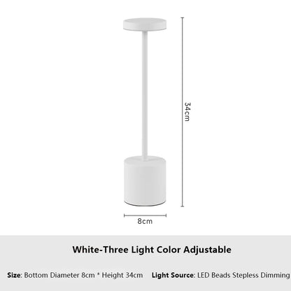 Rechargeable LED Desk Lamp Metal Dimmable Touch Table Lamp 3 Color Temperatures Bedside Creative Ambient Light Bar Hotel Decor