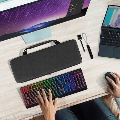 Full Size Keyboard Case, Hard Shell Travel Carrying Bag for 108 Key Computer Mechanical Keyboard Compatible with Razer Blackwidow V3 Mechanical Gaming, Ornata Chroma Gaming