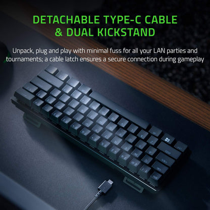 Huntsman Mini 60% Gaming Keyboard: Clicky Optical Switches - Aluminum Top Frame - Chroma RGB Lighting - PBT Keycaps - Onboard Memory - Snap Tap - Black