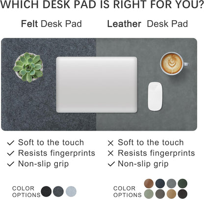Large Felt Desk Mat for Office and Home - Non-Slip Blotter for Laptop and Computer, 35.4" x 15.8", Dark Gray