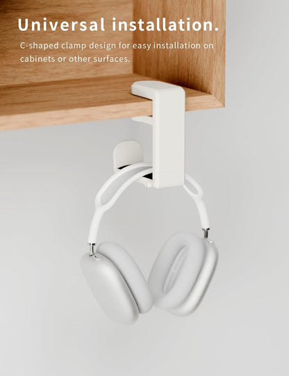 Headphone Hook - under Desk Headphone Holder with 360-Degree Adjustable Rotation (Creamy White)