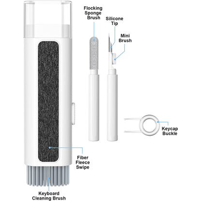 [6 in 1] Cleaner Kit for Keyboard,  Airpods Pro Cleaning Pen, Multi-Function Cleaner Kit for Earbuds,Earphone,Ipod,Keyboard,Iphone,Ipad,Laptop(White)