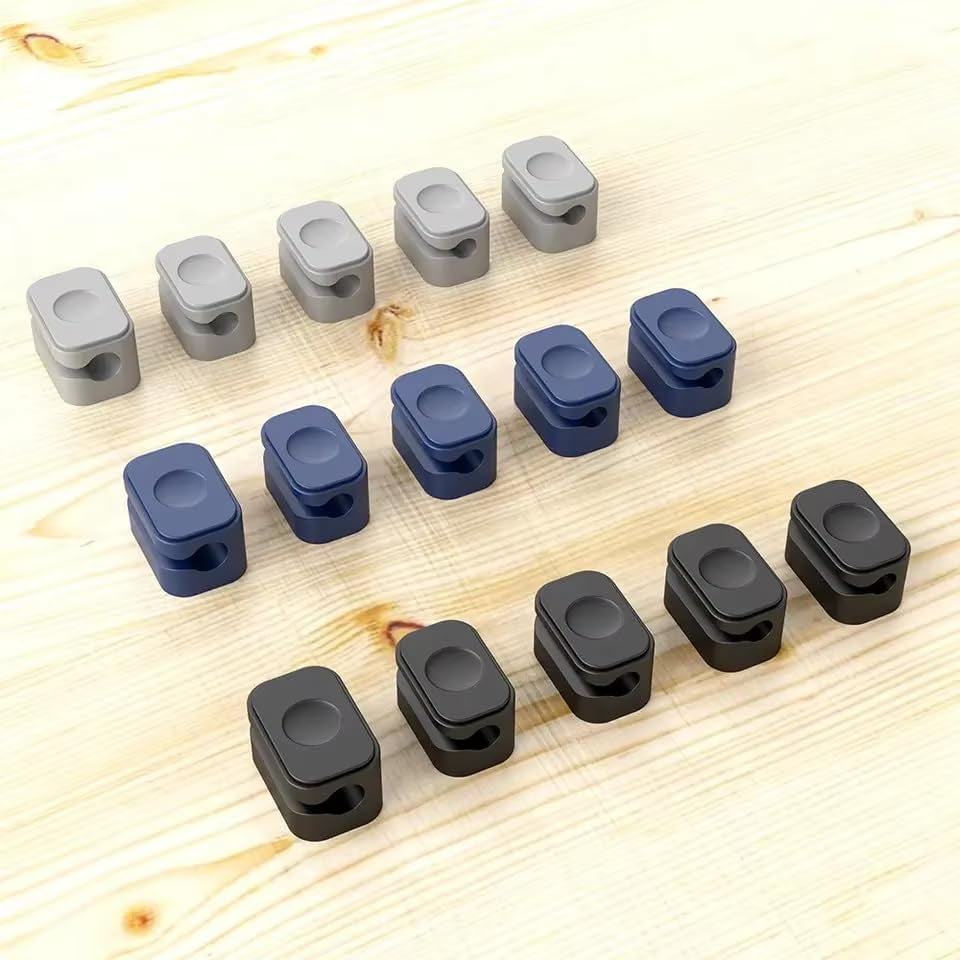 Premium Silicone Magnetic Cable Organizer Set | Minimalist Desktop Cord Management Solution | Versatile Magnetic Clips for Home, Office, and Workspace | Strong Adhesion for a Tidy Desk (Blue)