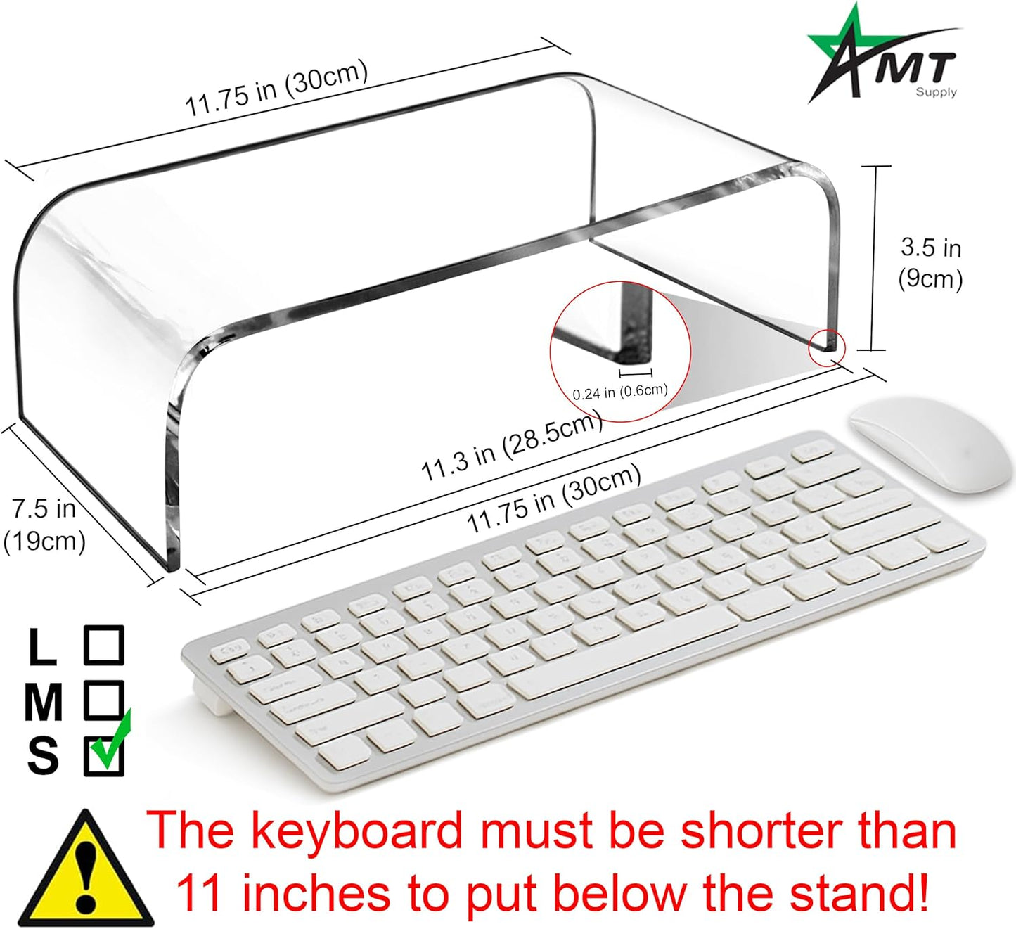 Acrylic Laptop Monitor Stand & Computer Riser with Cat Keyboard Protector, Space-Saving Design, Extra Storage, Clear Shelf - Ideal for Monitors, Laptops, Printers, Desktop Decor