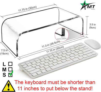 Acrylic Laptop Monitor Stand & Computer Riser with Cat Keyboard Protector, Space-Saving Design, Extra Storage, Clear Shelf - Ideal for Monitors, Laptops, Printers, Desktop Decor