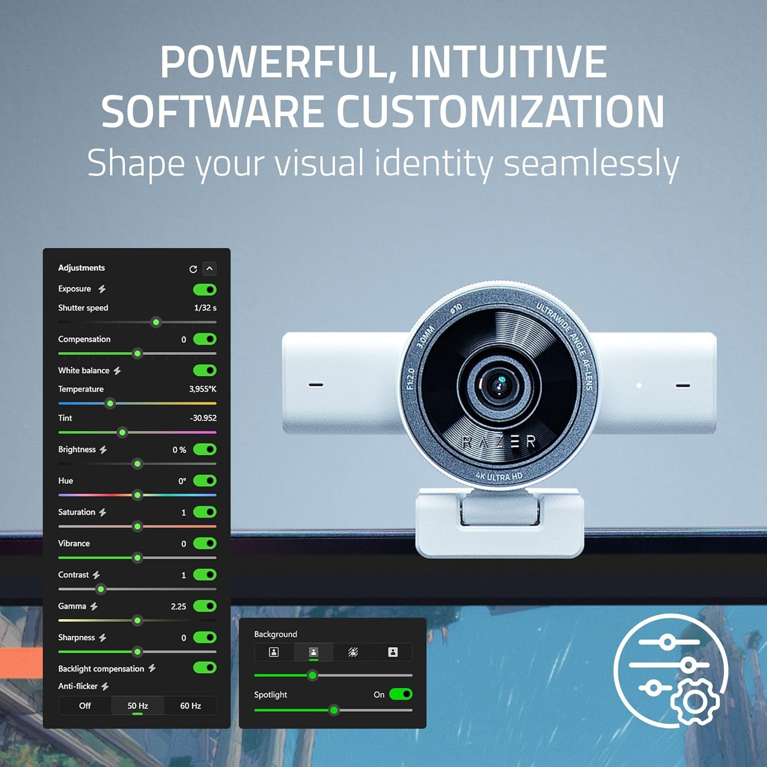 Kiyo V2 Streaming Webcam: 4K 30 FPS, 1080P 60 FPS - AI Powered Auto-Framing - Built-In Microphone - Ultrawide Angle Lens - Privacy Cover - Works with OBS, Xsplit, Discord, Zoom, Teams - White