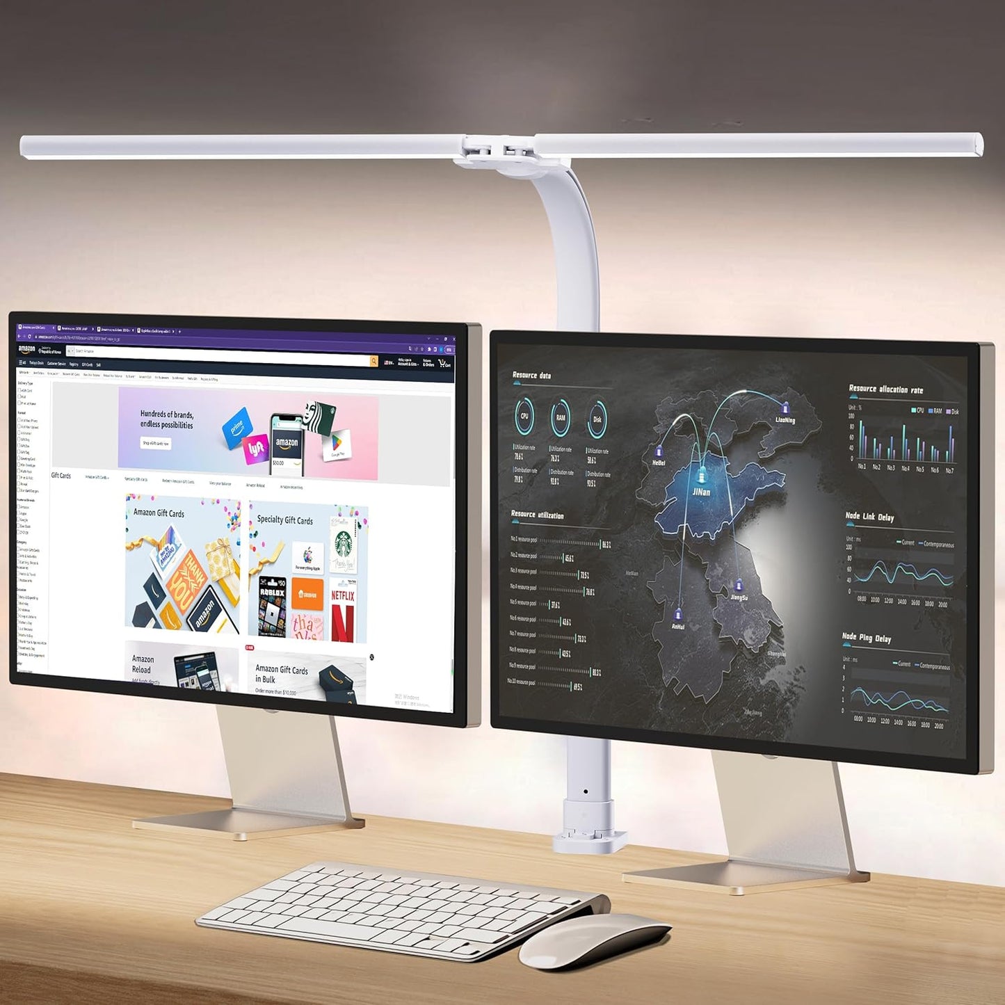 Led Desk Lamp for Home Office,24W Bright Eye-Caring Desk Light with Clamp,5 Brightness and 5 Temperatures Dimmable Workbench Task Light, Adjustable Gooseneck Table Lamp for Monitor Study(White)
