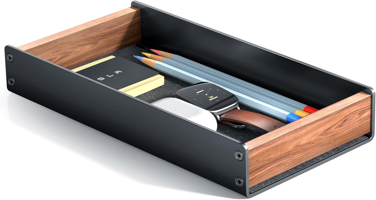 Desk Tray Organizer Drawer for Home Office, Walnut Desk Organizer Tray for Keys, Pen, Watch