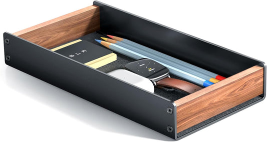 Desk Tray Organizer Drawer for Home Office, Walnut Desk Organizer Tray for Keys, Pen, Watch