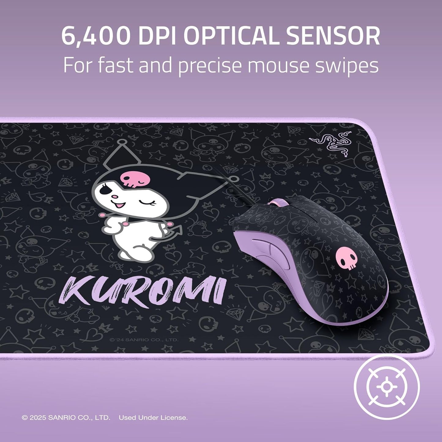 Deathadder Essential Ergonomic Wired Gaming Mouse – 6400 DPI Optical Sensor, 5 Programmable Buttons, Mechanical Switches, Rubber Side Grips – Kuromi Edition
