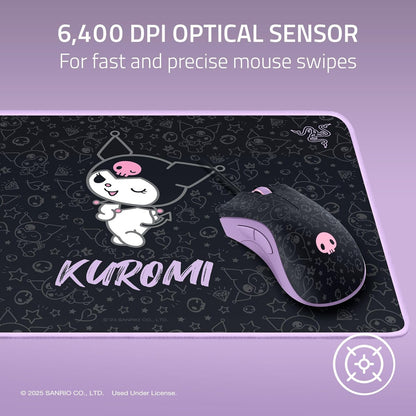 Deathadder Essential Ergonomic Wired Gaming Mouse – 6400 DPI Optical Sensor, 5 Programmable Buttons, Mechanical Switches, Rubber Side Grips – Kuromi Edition