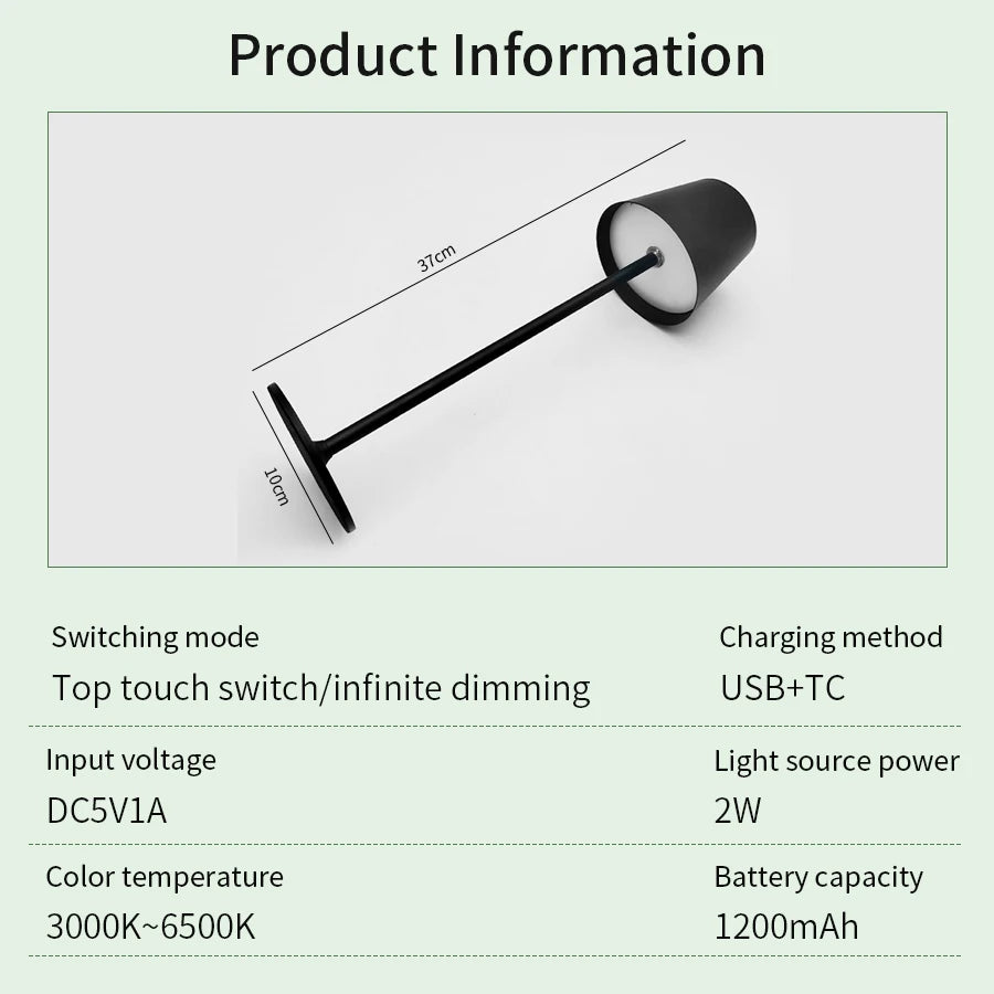 Rechargeable 3 Colors LED Desk Lamp Touch Dimming Metal Table Lamp for Bar Resturant Office Decor Bedside Creative Ambient Light