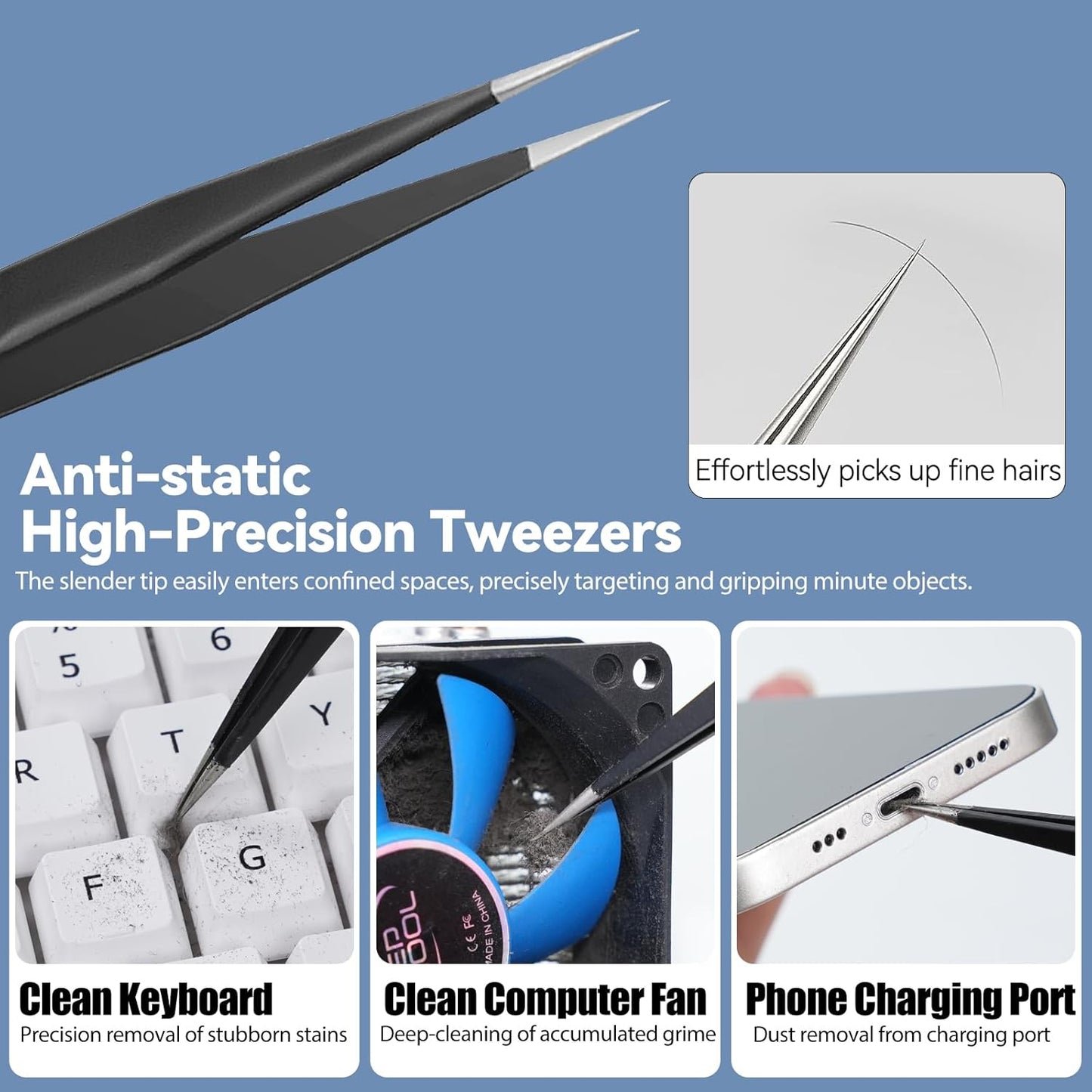 Keyboard Cleaner Kit,Computer Cleaning Kit,Mechanical Keyboard Cleaning Kit,Anti-Static Brush,Small Cleaning Brush, Cleaning Kit Compatible Laptop/Pc/Computer/Keyboard/Laptop/Camera/Phone/Earbud