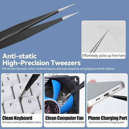 Keyboard Cleaner Kit,Computer Cleaning Kit,Mechanical Keyboard Cleaning Kit,Anti-Static Brush,Small Cleaning Brush, Cleaning Kit Compatible Laptop/Pc/Computer/Keyboard/Laptop/Camera/Phone/Earbud