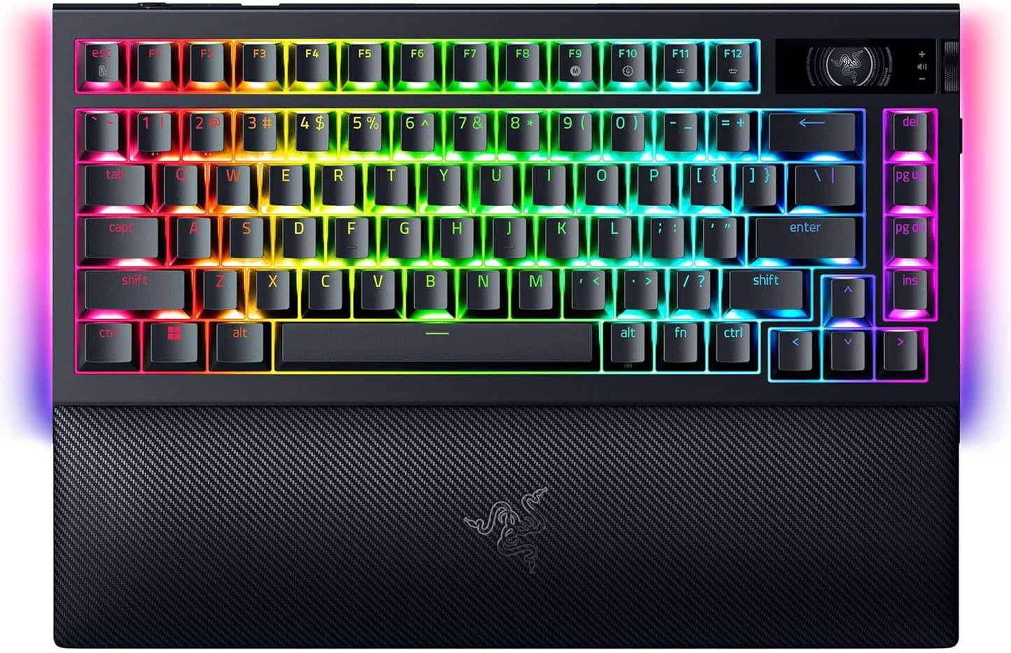 Blackwidow V4 Pro 75% Wireless Gaming Keyboard: OLED Display - True 4K Hz Wireless - Bluetooth - Hot Swappable - Orange Tactile Switches - Command Dial - Snap Tap - Chroma RGB - Wrist Rest