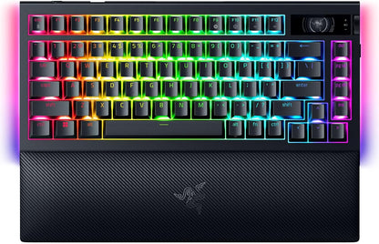 Blackwidow V4 Pro 75% Wireless Gaming Keyboard: OLED Display - True 4K Hz Wireless - Bluetooth - Hot Swappable - Orange Tactile Switches - Command Dial - Snap Tap - Chroma RGB - Wrist Rest