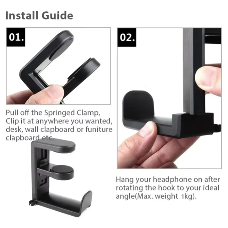 No Punch Table Clip Hook Headphone Holder 360 Degree Rotating Headphone Holder Miscellaneous Storage Hanging Hot Selling 2026