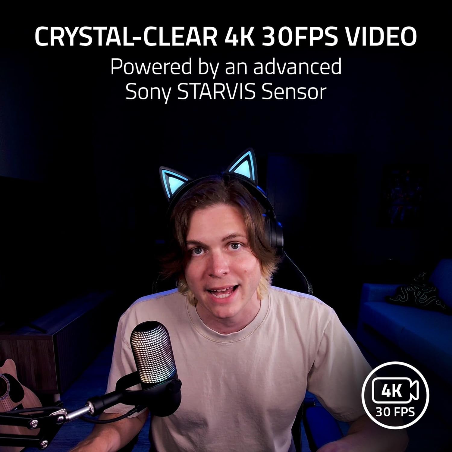 Kiyo V2 Streaming Webcam: 4K 30 FPS, 1080P 60 FPS - AI Powered Auto-Framing - Built-In Microphone - Ultrawide Angle Lens - Privacy Cover - Works with OBS, Xsplit, Discord, Zoom, Teams - White