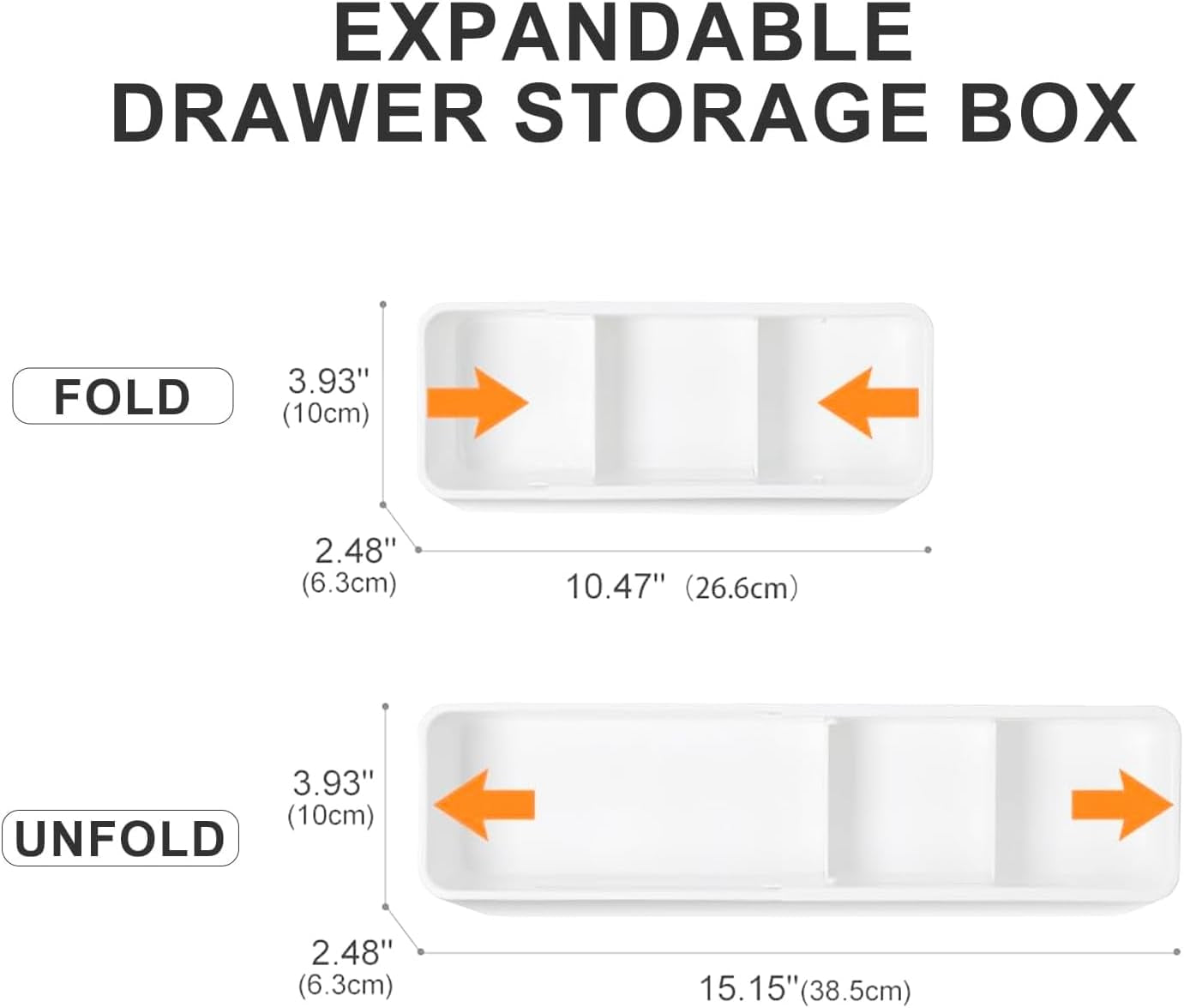 Drawer Organizers, Expandable Desk Drawer Organizer Plastic Storage Bins, Dresser Organizer for Nursery，Bathroom, Kitchen, Makeup, Office, White, 4 Pack，2L,2M