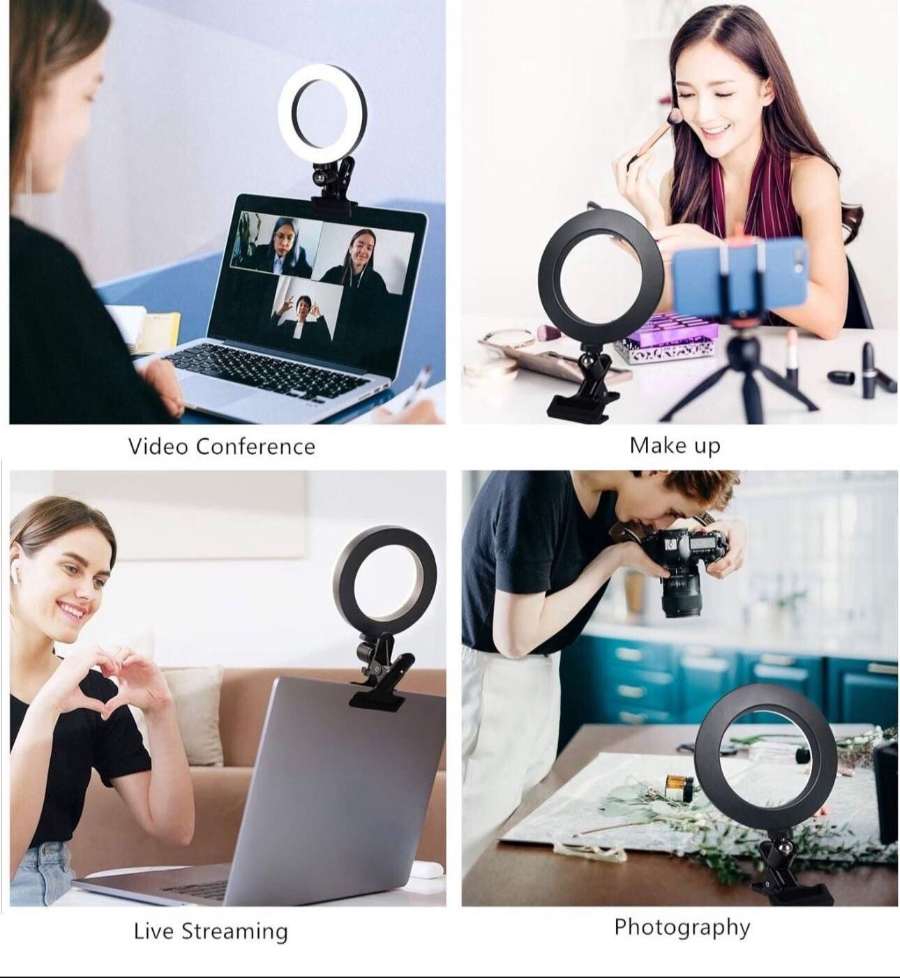 6.3-Inch Selfie Ring Light with Mount for Laptop/Webcam | Three Lighting Modes and Ten Dimmer Levels