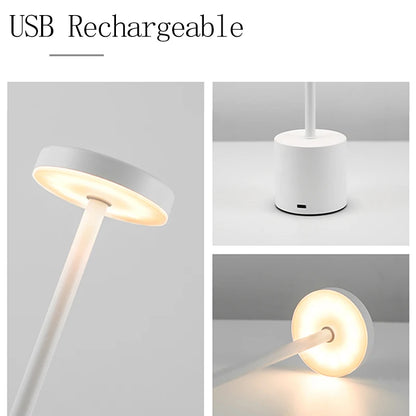 Rechargeable LED Desk Lamp Metal Dimmable Touch Table Lamp 3 Color Temperatures Bedside Creative Ambient Light Bar Hotel Decor