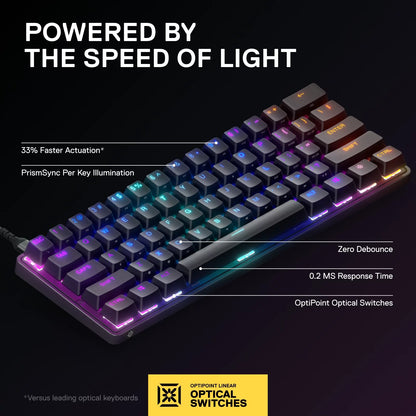 (Open Box)  - Apex 9 Mini Gaming Keyboard 60% Wired Optipoint Adjustable Actuation Switch with RGB Lighting - Black