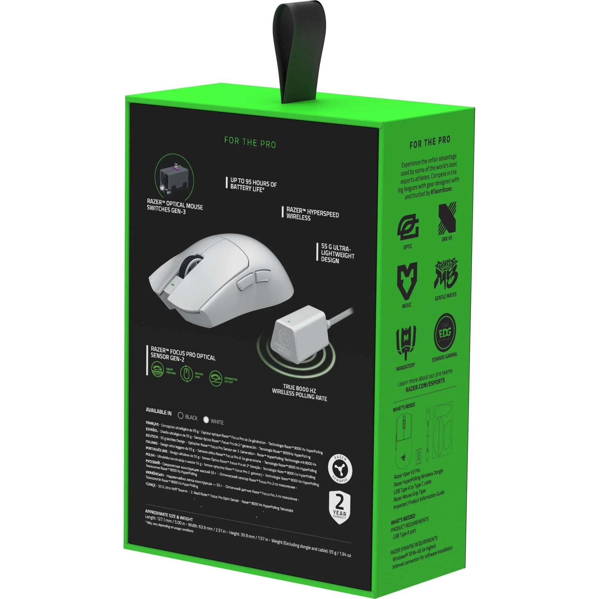 Viper V3 Pro Lightweight USB Wireless Symmetrical Esports Gaming Mouse, 2.4Ghz, 55G, White